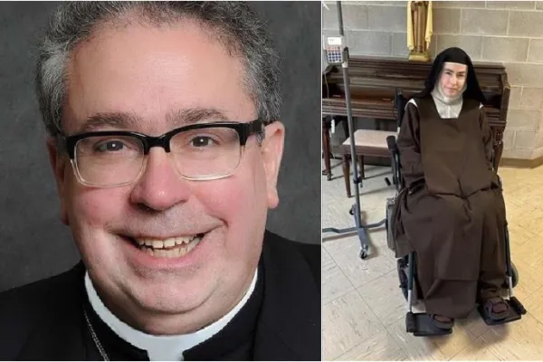 Bishop Michael Olson of Fort Worth, Texas, and Rev. Mother Teresa Agnes Gerlach of the Most Holy Trinity Monastery in Arlington, Texas. / Credit: Diocese of Fort Worth; Monastery of the Most Holy Trinity Discalced Carmelite Nuns