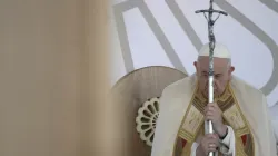 Pope Francis prays at Italy's National Eucharistic Congress in Matera, Italy on 25 September 2022. Credit: Vatican Media