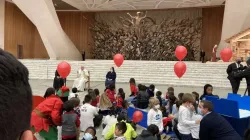 Pope Francis had a belated birthday celebration on Dec. 19 with children helped by the Vatican's Santa Marta Pediatric Dispensary. Veronica Giacometti/CNA