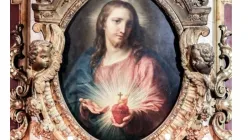 Painting of the Sacred Heart found in Rome’s Church of the Gesù, the mother church of the Society of Jesus, more commonly known as the Jesuits. On Oct. 24, 2024, Pope Francis released a new encyclical, “Dilexit Nos” (“He Loved Us”), in which he calls on Catholics to rediscover the love and compassion found in the heart of Jesus Christ. / Credit: Credit: Daniel Ibañez/CNA