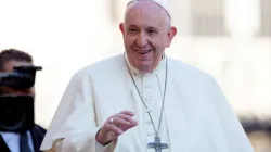 Pope Francis greets pilgrims in St. Peter's Square Oct. 23, 2019. Credit: Daniel Ibanez/CNA