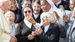 Pope Francis greets religious sisters at a general audience Oct. 30, 2019. Credit: Daniel Ibanez/CNA.