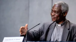 Cardinal Peter Turkson, prefect of the Dicastery for Promoting Integral Human Development, at a Vatican press conference July 7, 2020. Daniel Ibáñez/CNA.