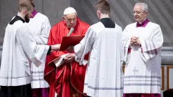 Pope Francis celebrates the Passion of the Lord on Good Friday in St. Peter's Basilica in Rome. March 29, 2024. / Credit: Daniel Ibañez/CNA