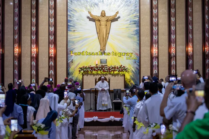 Pope Francis visit the Shrine of Mary Help of Christians in Port Moresby, Papua New Guinea, on Sept. 7, 2024.