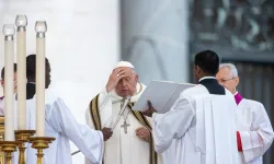 Pope Francis makes the sign of the cross as he opens the second assembly of the Synod on Synodality with a Mass on Oct. 2, 2024, in St. Peter’s Square. / Credit: Daniel Ibañez/CNA