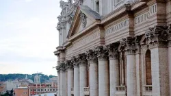 A view of the facade of St. Peter's Basilica from the Vatican's Apostolic Palace. Credit: Lauren Cater/CNA.