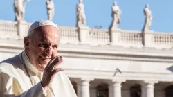 Pope Francis in St. Peter’s Square on Oct. 9, 2019. Credit: Daniel Ibáñez/CNA.