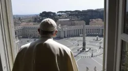 Pope Francis looks out at an empty St. Peter's Square. Credit: Vatican Media.