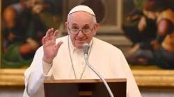 Pope Francis gives the Angelus address from the Apostolic Palace. Credit: Vatican Media/CNA.