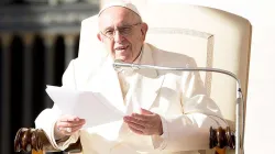 Pope Francis at the general audience in St. Peter's Square on Nov. 8, 2017. Credit: Daniel Ibanez/CNA.