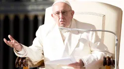 Pope Francis at the general audience in St. Peter's Square on Nov. 8, 2017. Credit: Daniel Ibanez/CNA.