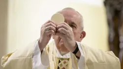 Pope Francis during Mass in the Casa Santa Marta May 16, 2020. Credit: Vatican Media.