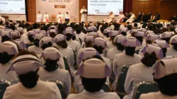 Pope Francis addresses medical personnel at St. Louis Catholic Hospital in Bangkok, Thailand Nov. 21, 2019. Credit: Vatican Media