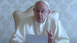 Pope Francis records a video message for judges released Nov. 30, 2020. Screenshot from Vatican News YouTube channel.