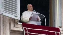 Pope Francis pictured at his window overlooking St. Peter’s Square during an Angelus address. Credit: Vatican Media.