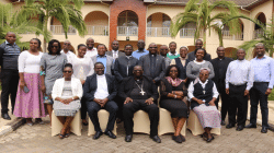 Group photo of National Conferences and AMECEA Secretariat staff of Promotion of Integral Human Development and Social Communications departments, with Bishop Moses Hamungole (Front row centre). / AMECEA secretariat/ Facebook