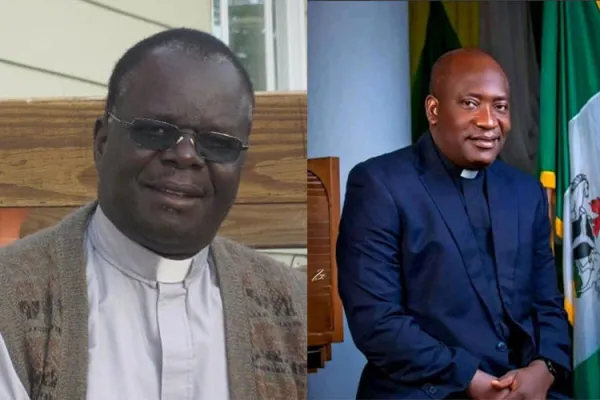 From left, the Bishop-elect of Uganda's Nebbi Diocese, Mons. Raphael p’Mony Wokorach, MCCJ, and the Bishop-elect of Nigeria's Lafia Diocese, Mons. David Ajang. / Courtesy Photo