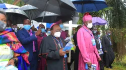 Late Archbishop Cyprian Kizito Lwanga (front in black) during the Ecumenical Way of the Cross at Saint Paul's Church of God Cathedral, Namirembe, Kampala, Uganda on 2 April 2021 / Courtesy Photo