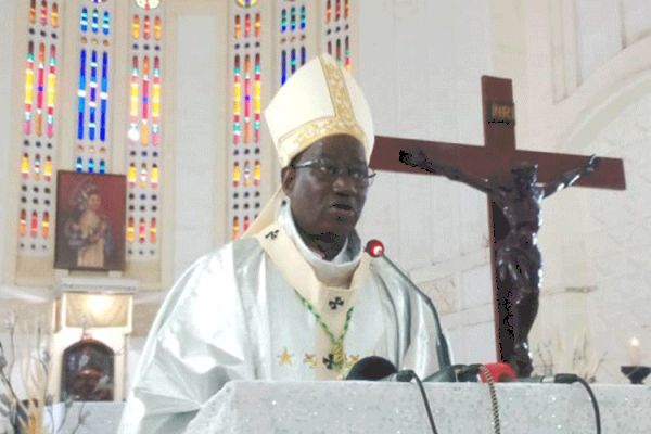 Archbishop Vincent Coulibaly of Conakry Archdiocese during Mass at the St. Mary Cathedral, Saturday, August 15.