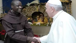 Fransciscan Brother Peter Tabichi meeting Pope Francis at Santa Marta in Rome on January 8, 2020