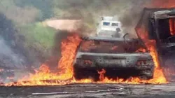 A burning car in the ongoing violence in DRC's Catholic Diocese of Butembo-Beni. Credit: Aid to the Church in Need