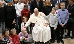 Pope Francis greets young cancer patients who are on pilgrimage from Poland to Rome during a Jan. 10, 2025, audience at the Vatican. / Credit: Vatican Media