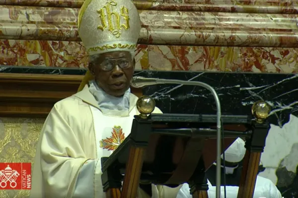 Francis Cardinal Arinze during the Holy Mass at the Vatican to pray for peace in Burkina Faso. Credit: Vatican Media