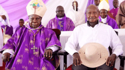 Former Kampala Archbishop Emmanuel Cardinal Wamala (L) with long time friend, Uganda President Yoweri Museveni (r) during the February 29 launch of the memorial museum. / Smart24TV