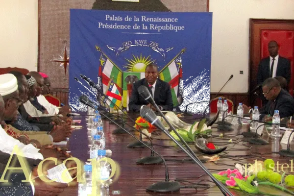 President Faustin Archange Touadera during the meeting with stakeholders of various institutions in the country, including Catholic Church leaders.
