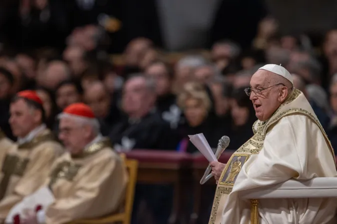 Pope Francis gave a homily focused on hope during the Christmas Eve Mass in St. Peter's Basilica on Dec. 24, 2024.