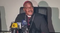 Bishop Maurício Agostinho Camuto during a press conference at CEAST Secretariat in Luanda. Credit: ACI Africa