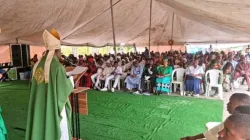 Archbishop Ignatius Kaigama giving a homily at St. Rose of Lima Pastoral Area, Katampe of Abuja Archdiocese. Credit: Abuja Archdiocese