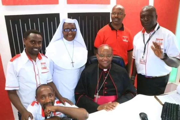 Sr. Adelaide Felicitas Ndilu, the Director of Waumini radio in Nairobi, Kenya with Archbishop Anthony Muheria and some staff members. Credit: Radio Waumini