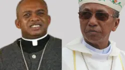 Bishop Jean Claude Randrianarisoa (right), retires as Bishop of Madagascar’s Miarinarivo Diocese and Bishop Marie Fabien Raharilamboniaina (left) of Madagascar’s Morondava Diocese, appointed as the Apostolic Administrator of the Malagasy Episcopal See. Credit: Courtesy Photo