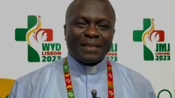 Fr. Pierre Paul Anani Dossekpli, a Togolese missionary Priest volunteering at the 2023 World Youth Day (WYD)  in Lisbon, Portugal. Credit: EWTN