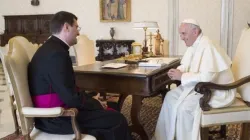 Archbishop Paolo Rudelli in an audience with Pope Francis in Rome. Credit: Vatican Media