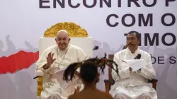 Pope Francis speaks at the Dili Convention Center in East Timor, Wednesday, Sept. 11, 2024. / Credit: Daniel Ibáñez/CNA