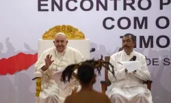 Pope Francis speaks at the Dili Convention Center in East Timor, Wednesday, Sept. 11, 2024. / Credit: Daniel Ibáñez/CNA