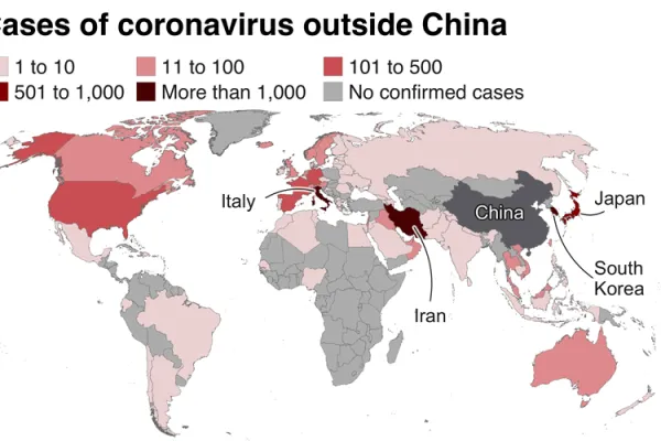 Map showing confirmed cases of Corona Virus around the world; an issue of concern to Bishops in Ghana.