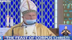 Bishop Virgilio Pante during Mass at Holy Family Basilica Nairobi, Kenya on Corpus Christi Sundy 2020.