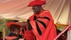 Archbishop Philip Anyolo of Nairobi Archdiocese during CUEA’s  41st graduation ceremony on October 28. Credit: CUEA