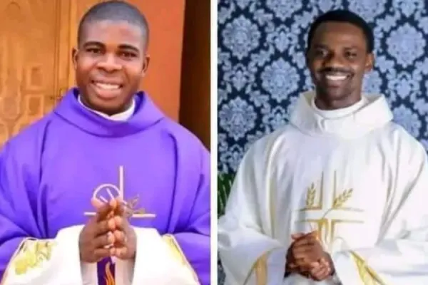 Fr. Kenneth Kanwa (right) and Fr. Jude Nwachukwu (left). Credit: Ahiara Diocese