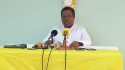 Bishop Eugène Cyrille Houndékon reading the message of members of the Episcopal Conference of Benin (CEB). Credit: CEB