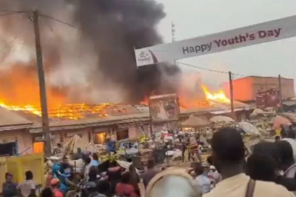 Over 300 shops were razed to ashes after a fire broke out at the Bamenda Main Market in the North West region of Cameroon on 22 February 2024. Credit: Public Domain