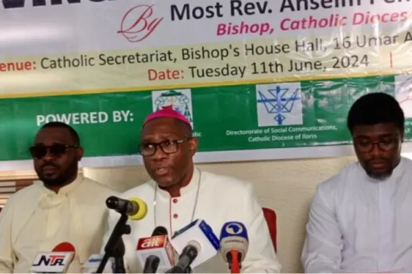 Bishop Anselm Pendo Lawani of the country’s Catholic Diocese of Ilorin  during the press conference to mark Nigeria’s Democracy Day on 11 June 2024. Credit: Nigeria Catholic Network
