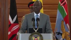 President William Samoei Ruto at a press briefing in at State House in Kenya