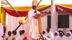 Archbishop Maurice Muhatia Makumba, Chairman of the Kenya Conference of Catholic Bishops (KCCB) delivering the message of Catholic Bishop during the Episcopal Consecration of the Coadjutor Bishop of the Catholic Diocese of Isiolo in Kenya. Credit: Radio Shahidi