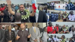 Bishop Christian Carlassare arrives in Juba enroute to Bentiu for his installation as the pioneer Bishop of the Catholic Diocese of bentiu. Credit: Catholic Radio Network