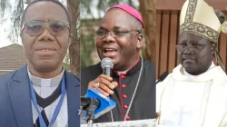 Fr. Vitalis Anaehobi (left),  Bishop Emmanuel Adetoyese Badejo (center), and Archbishop Ignatius Ayau Kaigama (right)